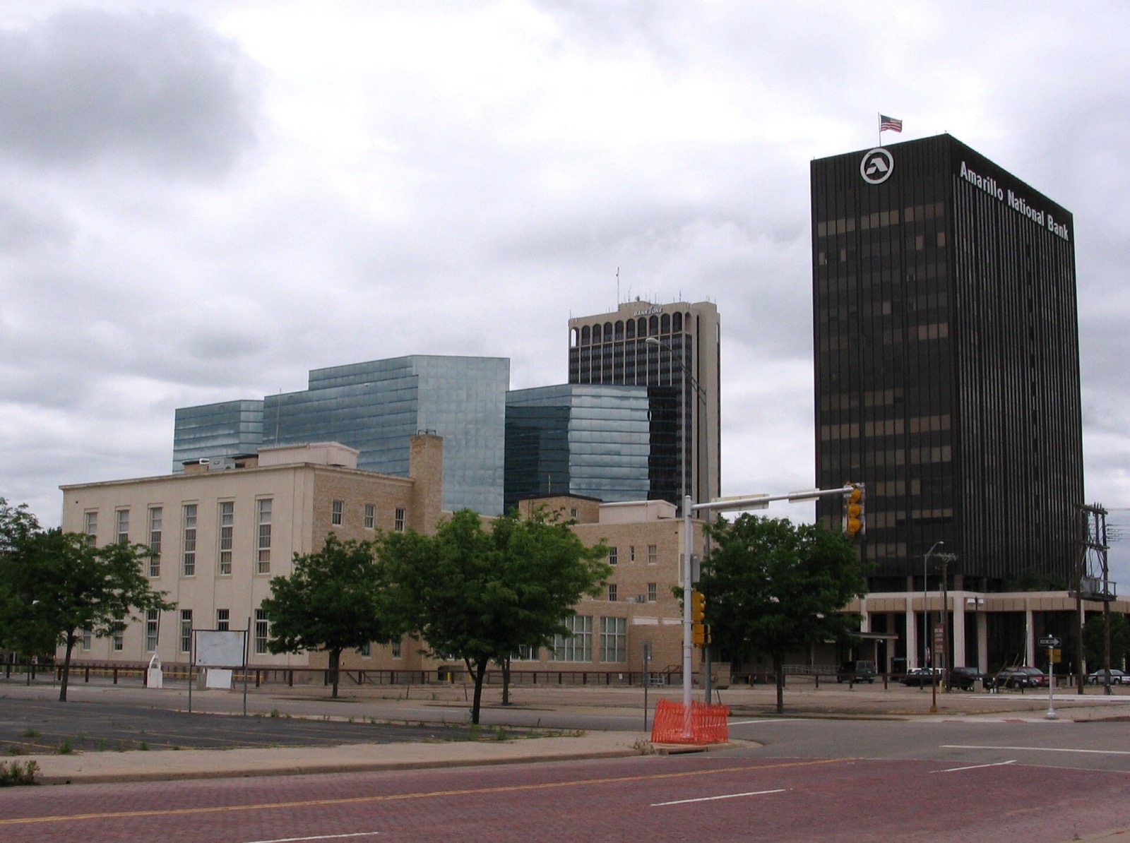 Office towers and trees in downtown Amarillo